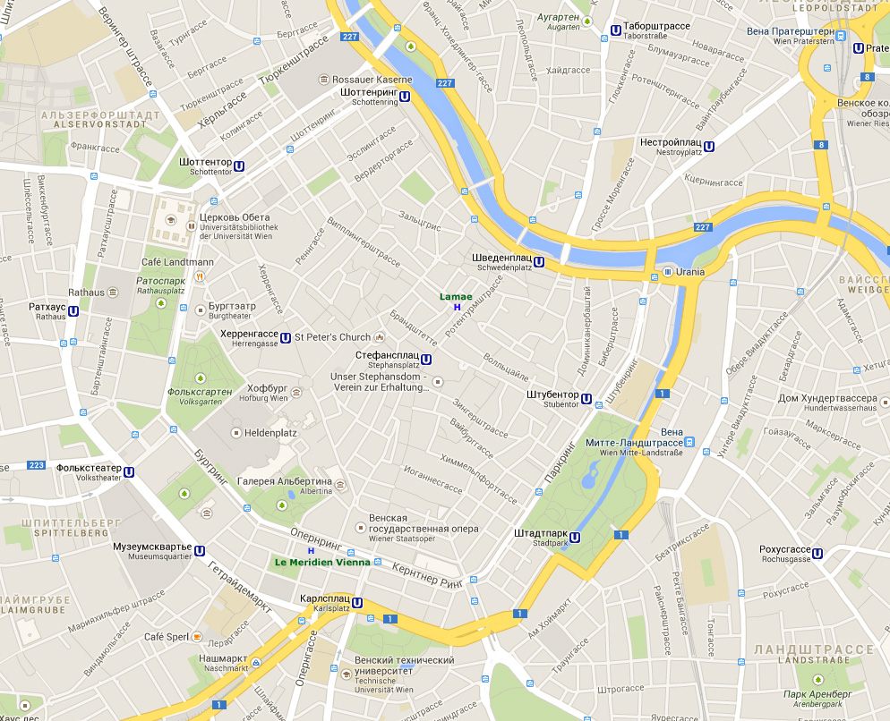 карта Вены на русском с отелями достопримечательностями метро